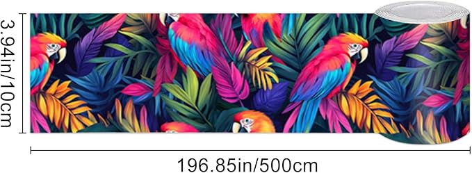 HOMETITUTE Wallpaper Border Peel and Stick Wall Border Tropical Parrot Theme - Image 3