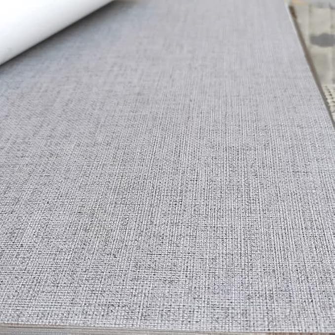 Fabric Peel and Stick Wallpaper Gray Faux Grasscloth Wallpaper Self-Adhesive - Image 7