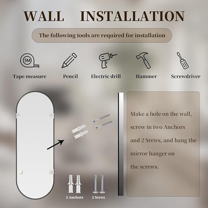 Oval Full Length Mirror, Ultra-Clear Explosion-Proof, Simple and Classic Deco - Image 9