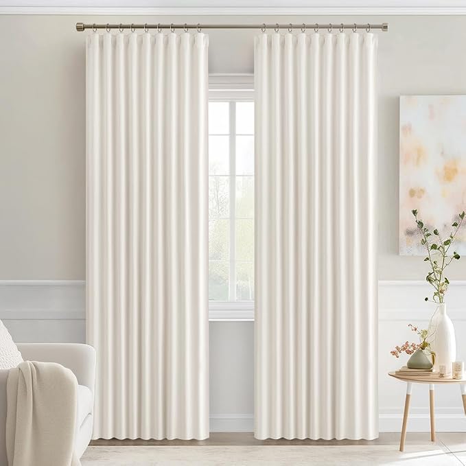 MIULEE Ivory Back Tab Blackout Curtains 72 Inches Long 2 Panels Set - Image 9