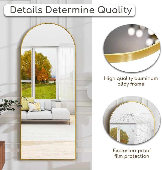 Rowjut Floor Mirror Arched Full Length Mirrors, Mirror Full Length Standing - Image 8