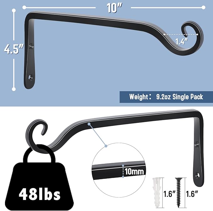 FEED GARDEN Wall Hooks for Hanging Plants 10 Inch - Image 2