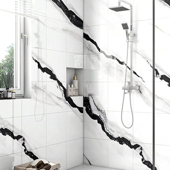 Chejiaye 10pcs Marble Peel and Stick Backsplash Waterproof Washroom Wall Panels - Image 2