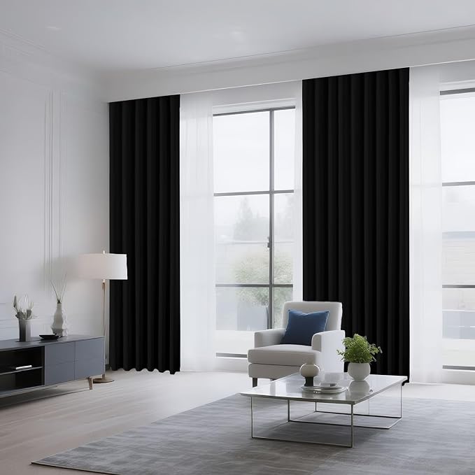 CUCRAF Black Blackout Curtains 54 inch Length 2 Panels Set, Rod Pocket Room - Image 8