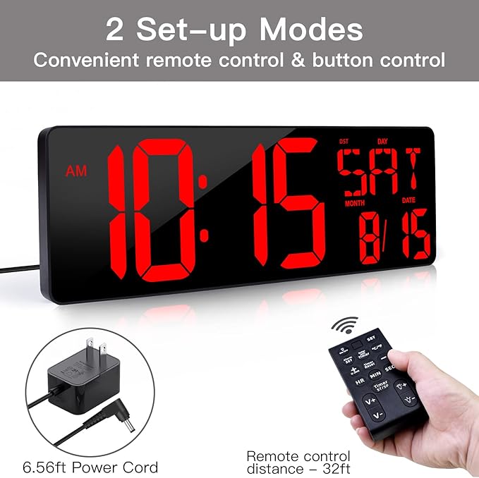 XREXS Large Digital Wall Clock - Image 5