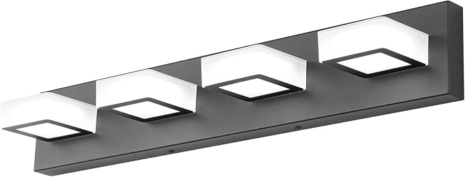 Ralbay Black Vanity Light Dimmable 4 Lights LED Modern Bathroom Vanity Lighting by RalbayLighting