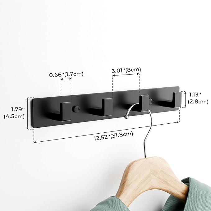 GWAAZXGZ Black Coat Rack Wall Mount - Image 2