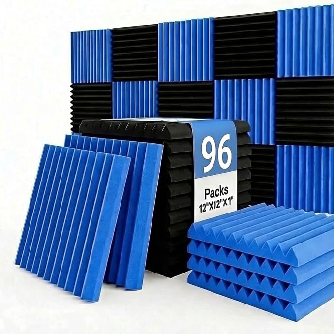 96 Pack Blue/black Absorb the echo Acoustic Foam Panel Wedge Studio by XIN%26LOG