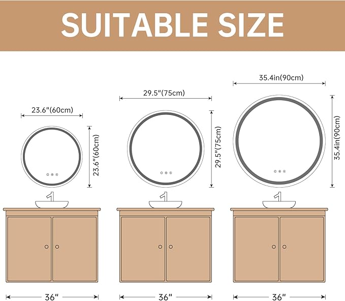 LOVESPEJO 30" Round LED Bathroom Mirror - Image 2
