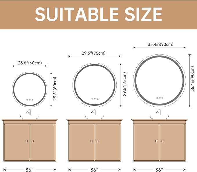 LOVESPEJO 32" Round LED Bathroom Mirror - Image 2