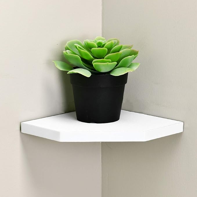 WELLAND 7-Inch Floating Corner Shelves Set of 2, Wall Mounted Storage Shelf - Image 2