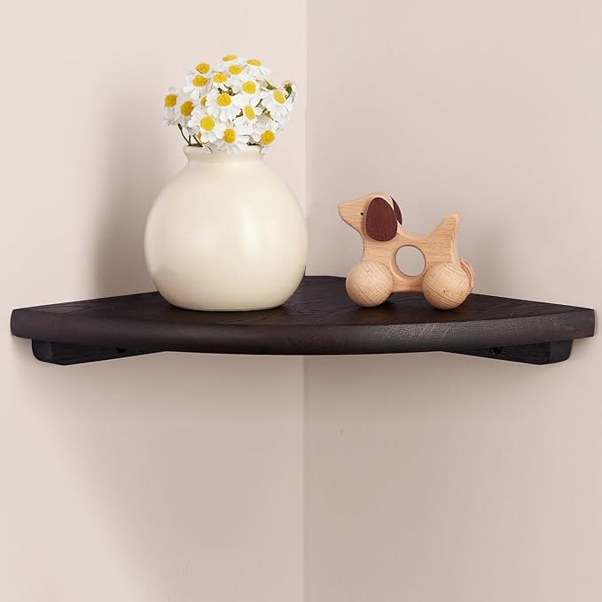 Gieanoo Corner Wall Shelf, 7inch Solid Oak Wood Floating Corner Shelf by GIEANOO
