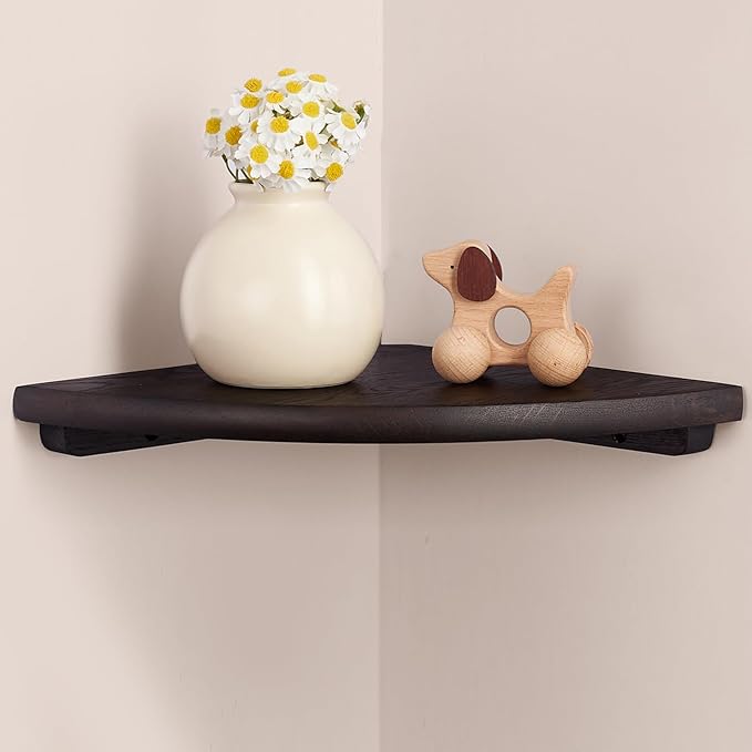 Gieanoo Corner Wall Shelf, 9inch Solid Oak Wood Floating Corner Shelf by GIEANOO