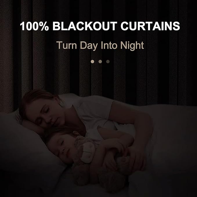 100% Blackout Shield Dark Brown Linen Blackout Curtains - Image 2