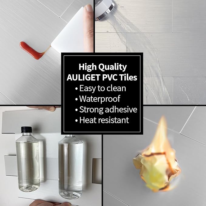 AULIGET 2-Piece Brushed Metal Peel and Stick Backsplash Tile, Laundry Room - Image 6