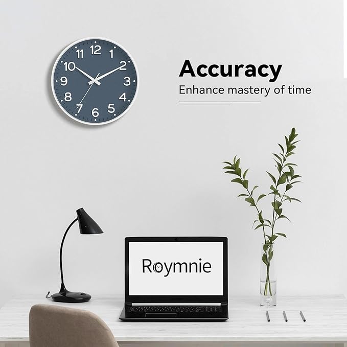 Roymnie Wall Clock 12 Inch Silent Wall Clocks Battery Operated- Modern Non - Image 7