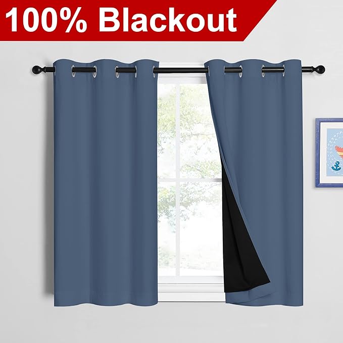 NICETOWN Stone Blue 100% Blackout Curtains - Image 2