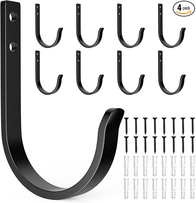 Wall Hooks 8 Pack, 22LB Load-Bearing Black Metal Heavy Duty Hooks by Unknown