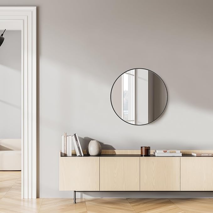 NEWBULIG Round Bathroom Mirror for Over Sink, 20 Inch Wall Mount Vanity Circle - Image 5