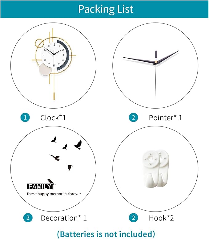 Wall Clock Decorative Large Modern Wall Clock Silent Non-Ticking Battery - Image 7
