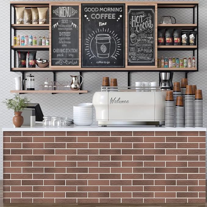 100 Vintage Brown/Red Faux Brick Wall Tiles, 3D Thin Brick Veneers - Image 2