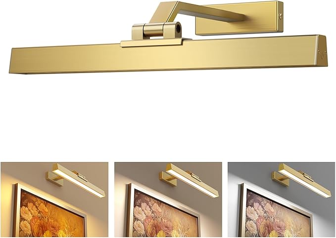 Afyuol Picture Lights for Wall, Brushed Gold Battery Operated Picture Light by Afyuol