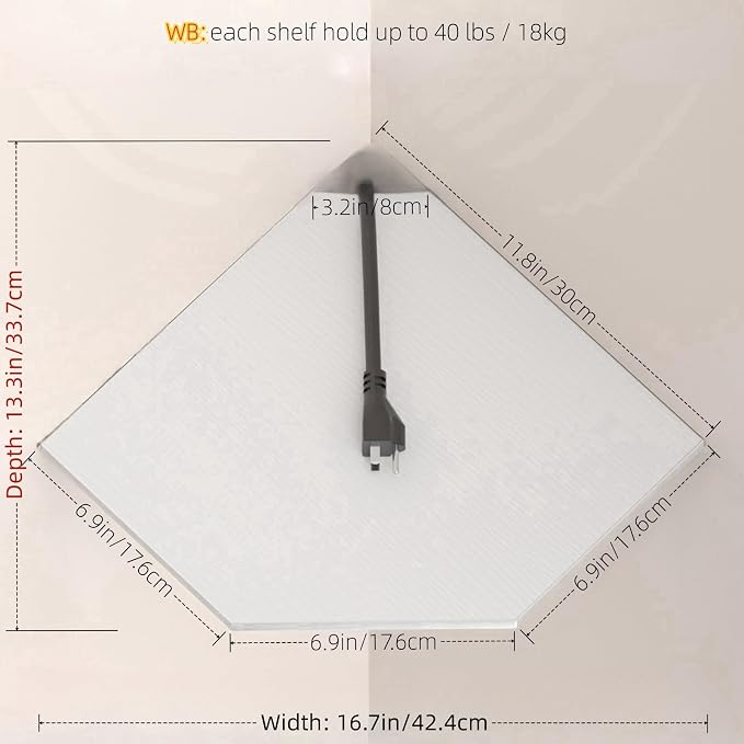 JJL Corner Shelf, 12 Inch Corner Shelf Wall Mounted - Image 3