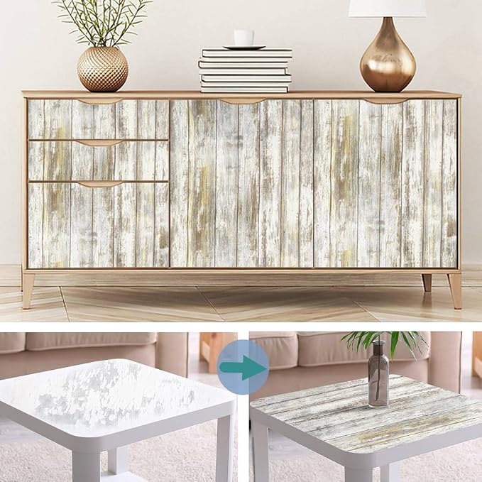 Arthome Distressed Wood Contact Paper 17''x120'' Self-Adhesive Removable Wood - Image 3