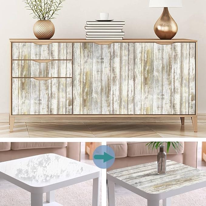 Arthome 23.6x200'' Gray Rustic Wood Contact Paper Peel and Stick Self-Adhesive - Image 2