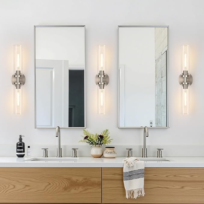 Indoi Brushed Nickel Wall Sconces, Hardwired Bathroom Sconces Vanity Light - Image 7
