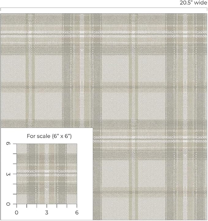 NextWall Harry & Grace Herringbone Plaid Premium Matte Non-Woven Peel and Stick - Image 8