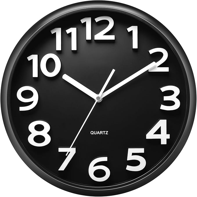 Plumeet 13'' Wall Clock, Large Battery Operated Wall Clocks Silent Non-Ticking by Plumeet
