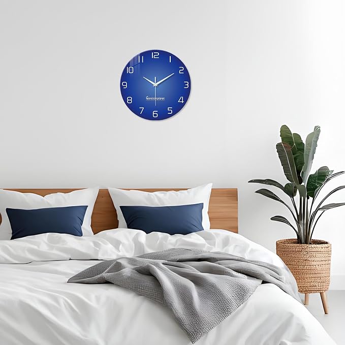 XNM Small Modren Minimalist Glass Wall Clocks Battery Operated 12 Inch Simple - Image 5