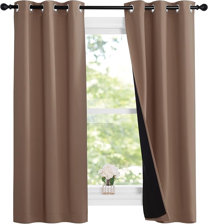 NICETOWN Cappucciono Kitchen Full Blackout Short Curtain Panels, Super Thick - Image 2