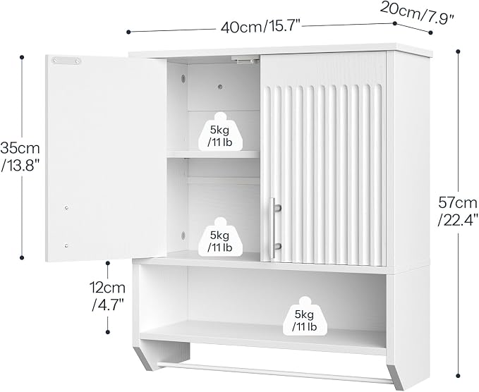 HOOBRO Fluted Bathroom Wall Cabinet, Farmhouse Medicine Cabinet - Image 3