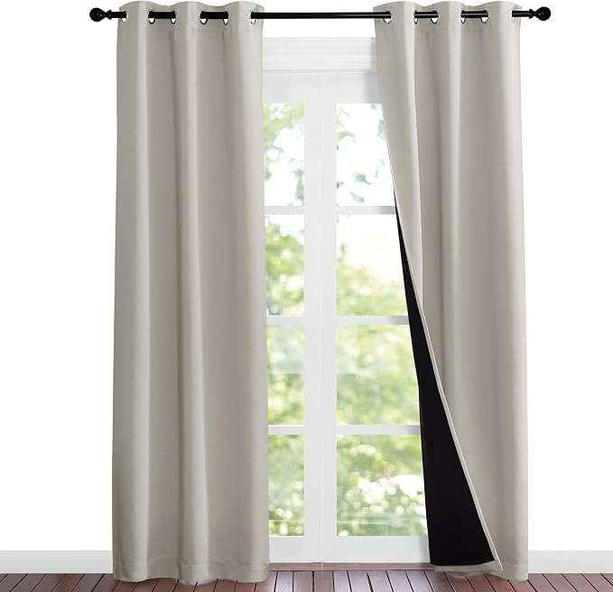 NICETOWN Natural Blackout Curtains 80 inches Long, 2 Pieces, Full Light by NICETOWN