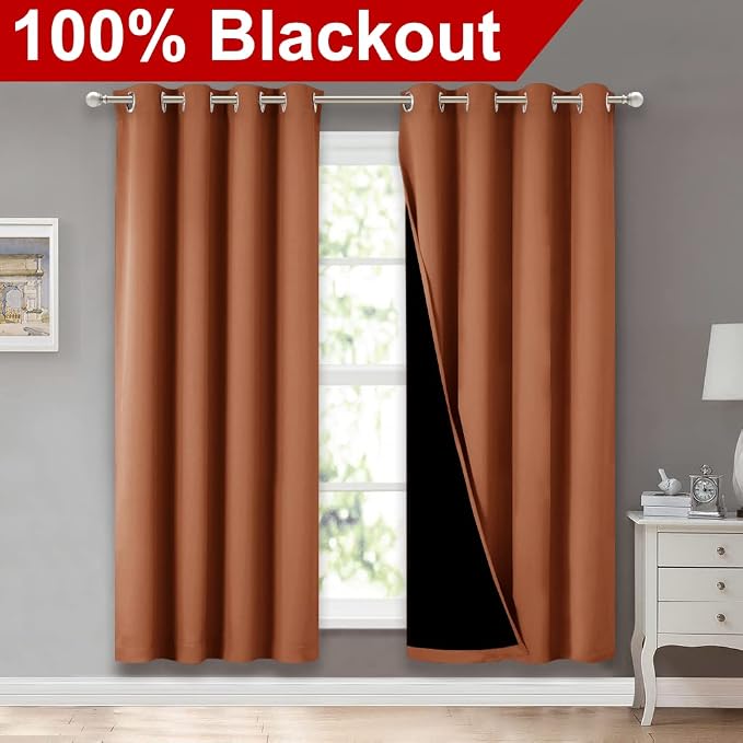 NICETOWN 100% Blackout Window Curtain Panels, Full Light Blocking Drapes - Image 2