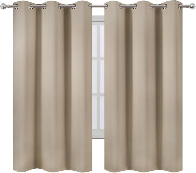 LEMOMO Blackout Curtains 42 x 63 inch/Khaki Curtains Set of 2 Panels/Thermal - Image 2