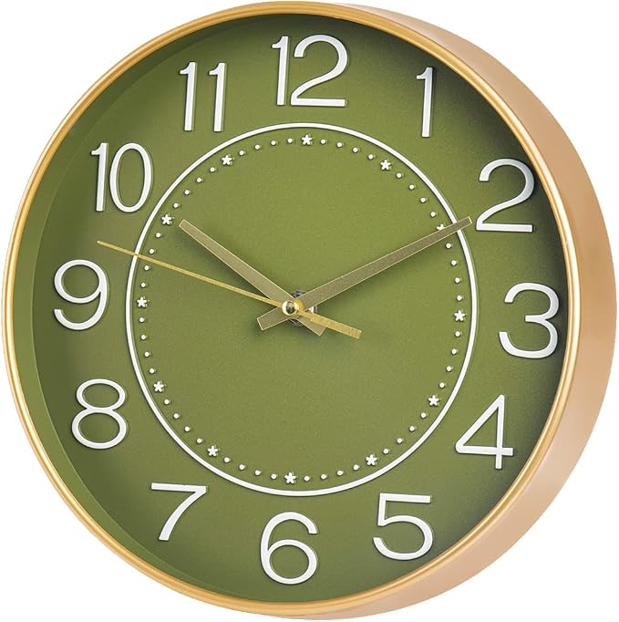 HZDHCLH Modern Wall Clocks Battery Operated, 10 inch Olive Green Clock - Image 7