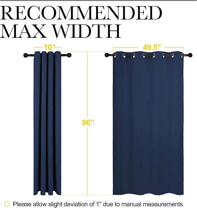 NICETOWN Navy Blackout Curtains 96" Long - Image 7