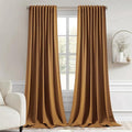 MIULEE Golden Brown Back Tab Blackout Curtains 108 Inch Long 2 Panels Set by MIULEE