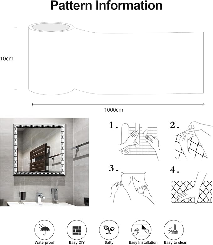 Black and White Wallpaper Border Trim Peel and Stick Boarders Self Adhesive - Image 6