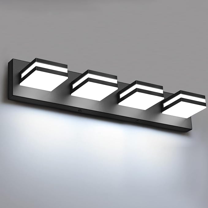 IZORRO LED Modern Bathroom Lights Fixtures, Matte Black Acrylic Wall Lighting by IZORRO
