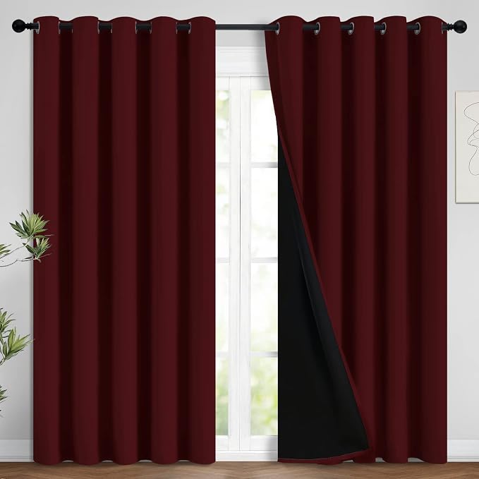Yakamok 100% Blackout Curtains for Living Room, Noise Reducing Drapes, Thermal by Yakamok