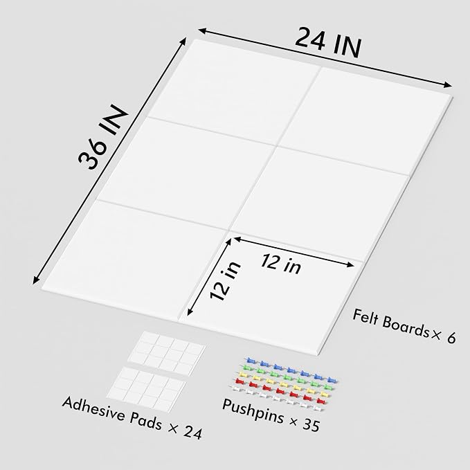 Neatsure Large Cork Board for Wall, 6 Panels Felt Tiles Tack Push Pin Board for - Image 3
