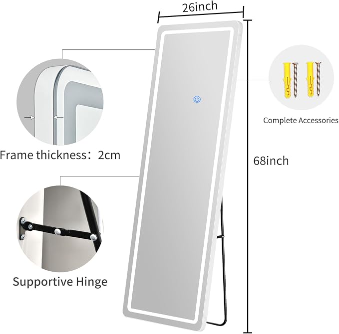 Full Length Mirror with LED Lights, LED Mirrors Full Length Floor Mirror Full - Image 2