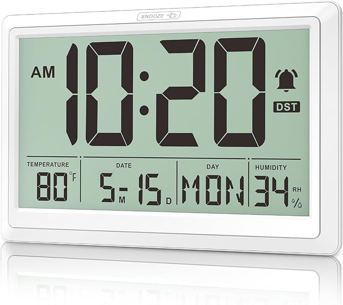 XREXS 10.4 Inch Digital Wall Clock, Battery Operated Large Display Clock by XREXS