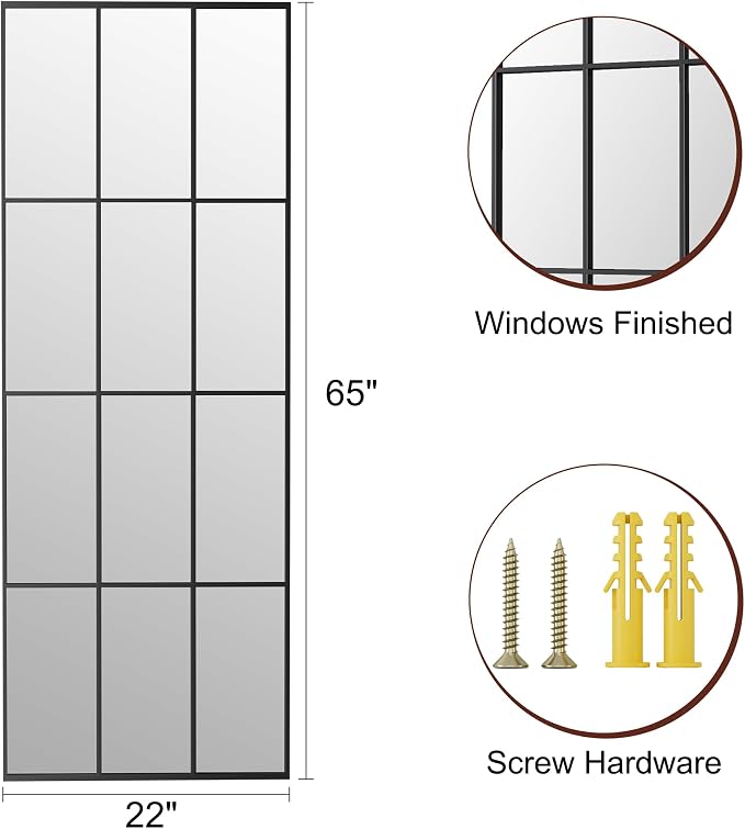 Mirror Full Length, Farmhouse Standing Mirrors Hanging or Leaning - Image 4
