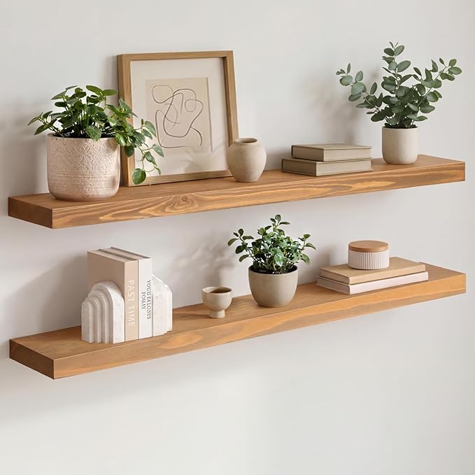 Homeforia 36 inch Golden Oak Floating Shelf, High End Solid Real Wood 36inch by Homeforia