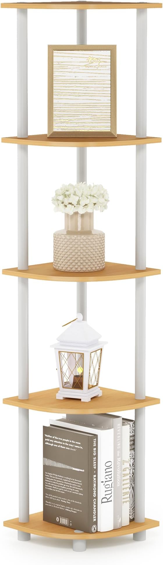 Furinno TURN-N-TUBE Corner Shelf, 5-Tier Corner Bookshelf, Open Storage Shelves by Furinno-FitsYourSpaceFitsYourBudget